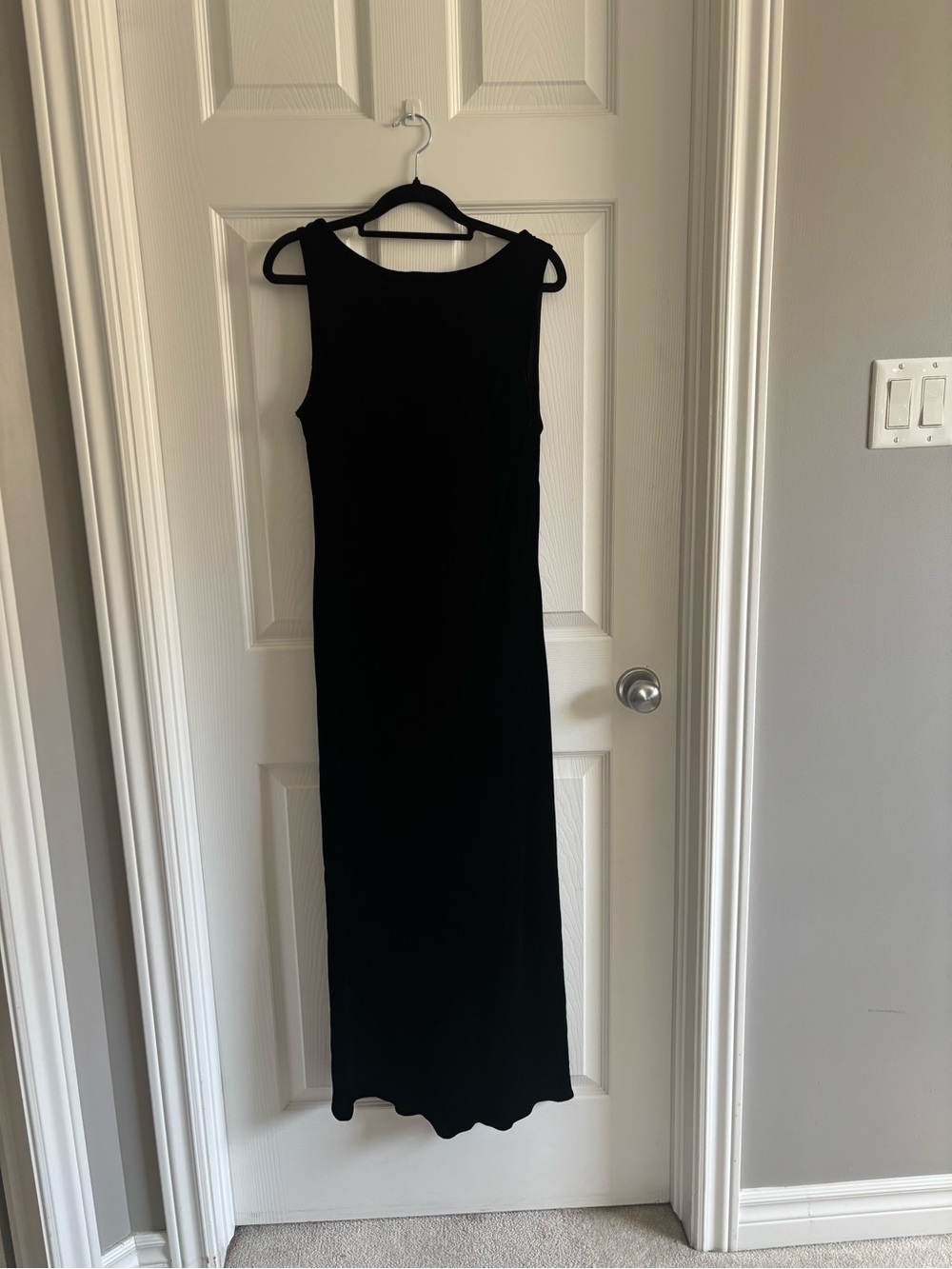 Marks & Spencer Black Velvet Maxi Dress with sexy back!